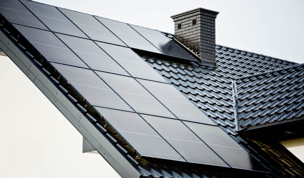 Solar panels on a home roof.