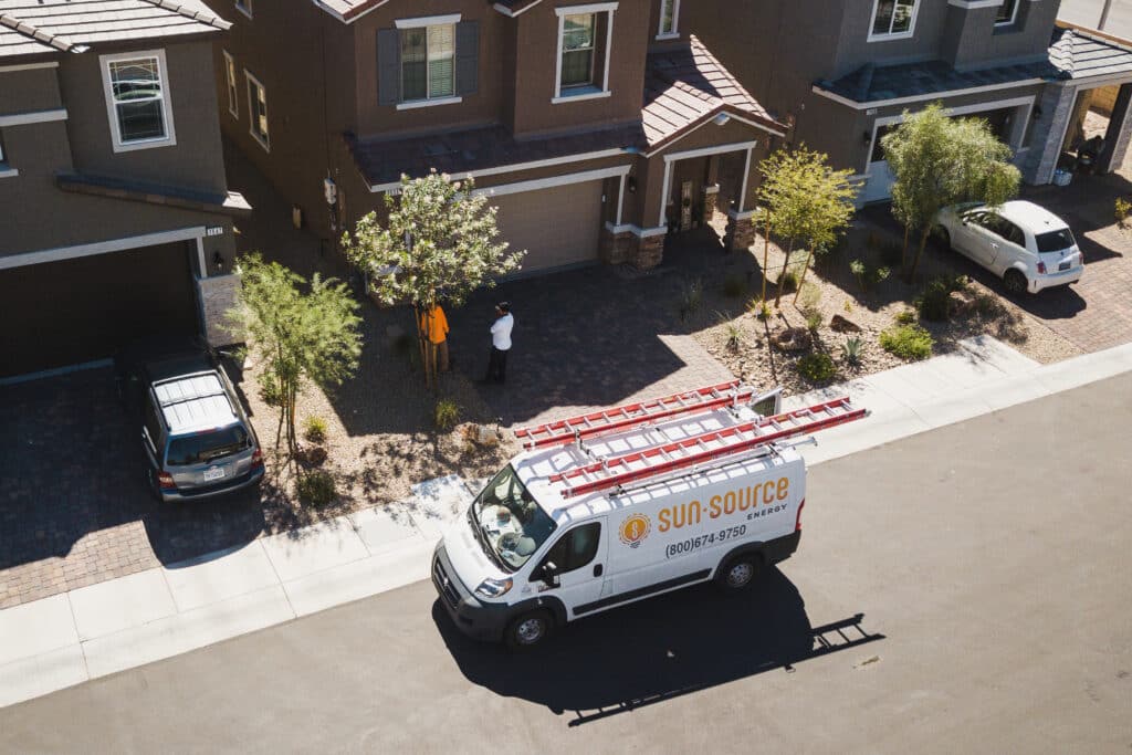 Sun Source Energy installation van at a home.