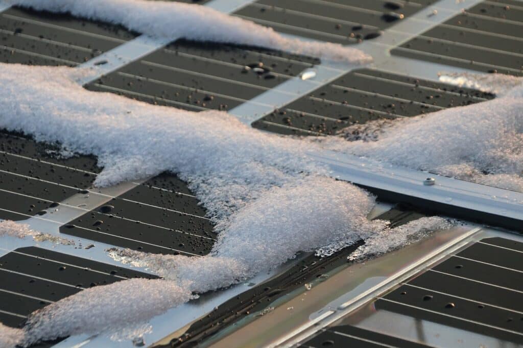 solar, covered, snow