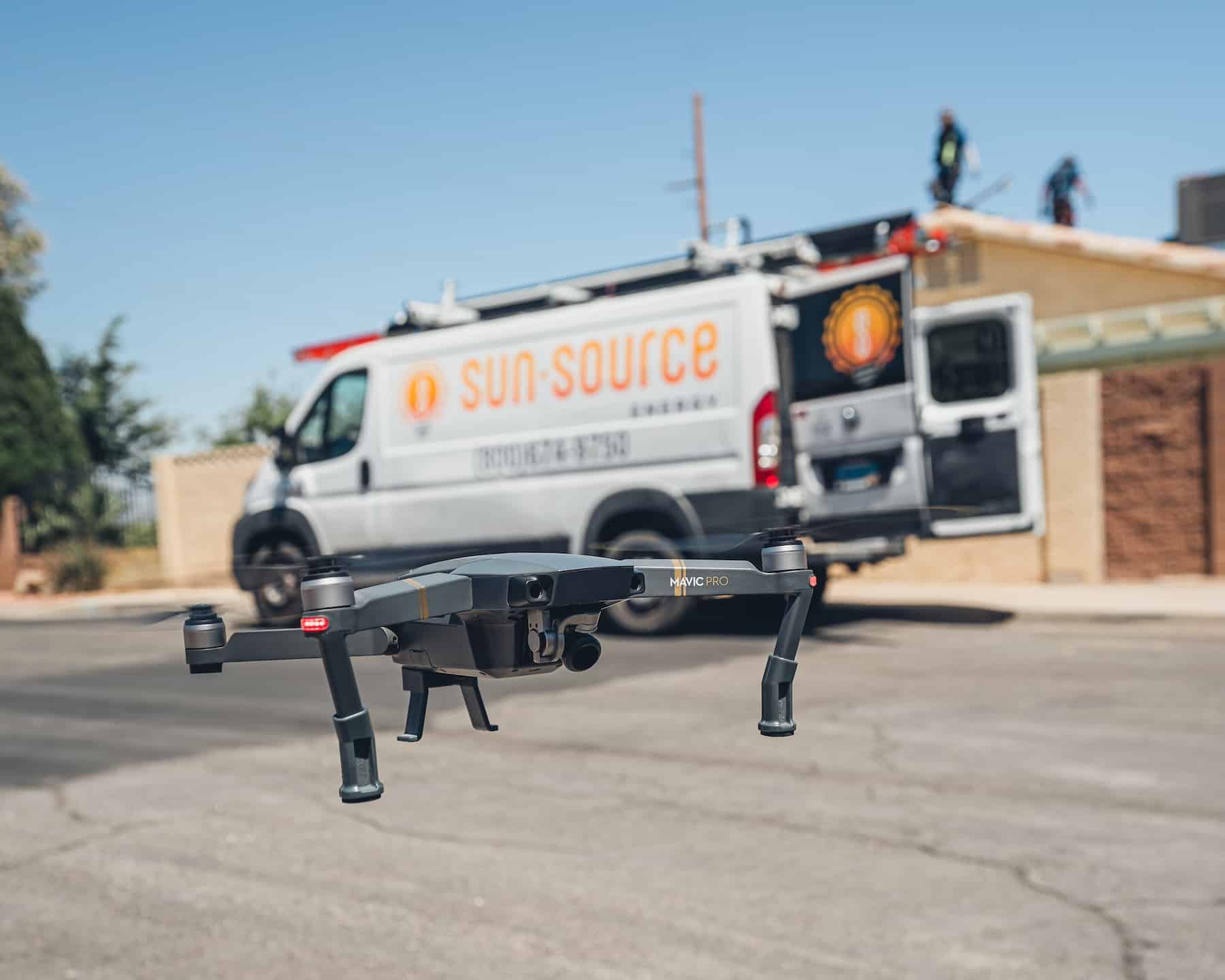 Sun Source Energy van and site survey drone
