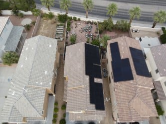 A Las Vegas home with solar panels installed on the roof.