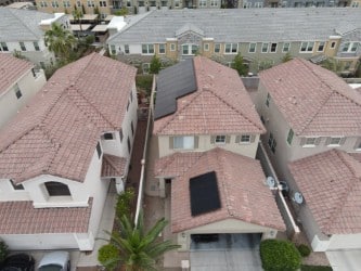 A Las Vegas home with solar panels installed on the roof.