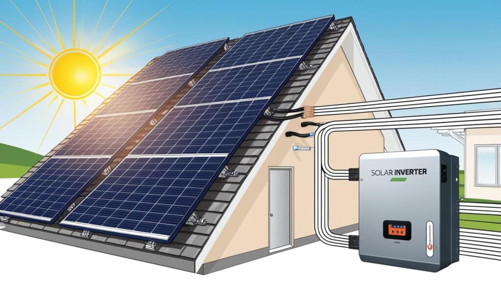 A diagram showcasing various solar energy systems and their components.